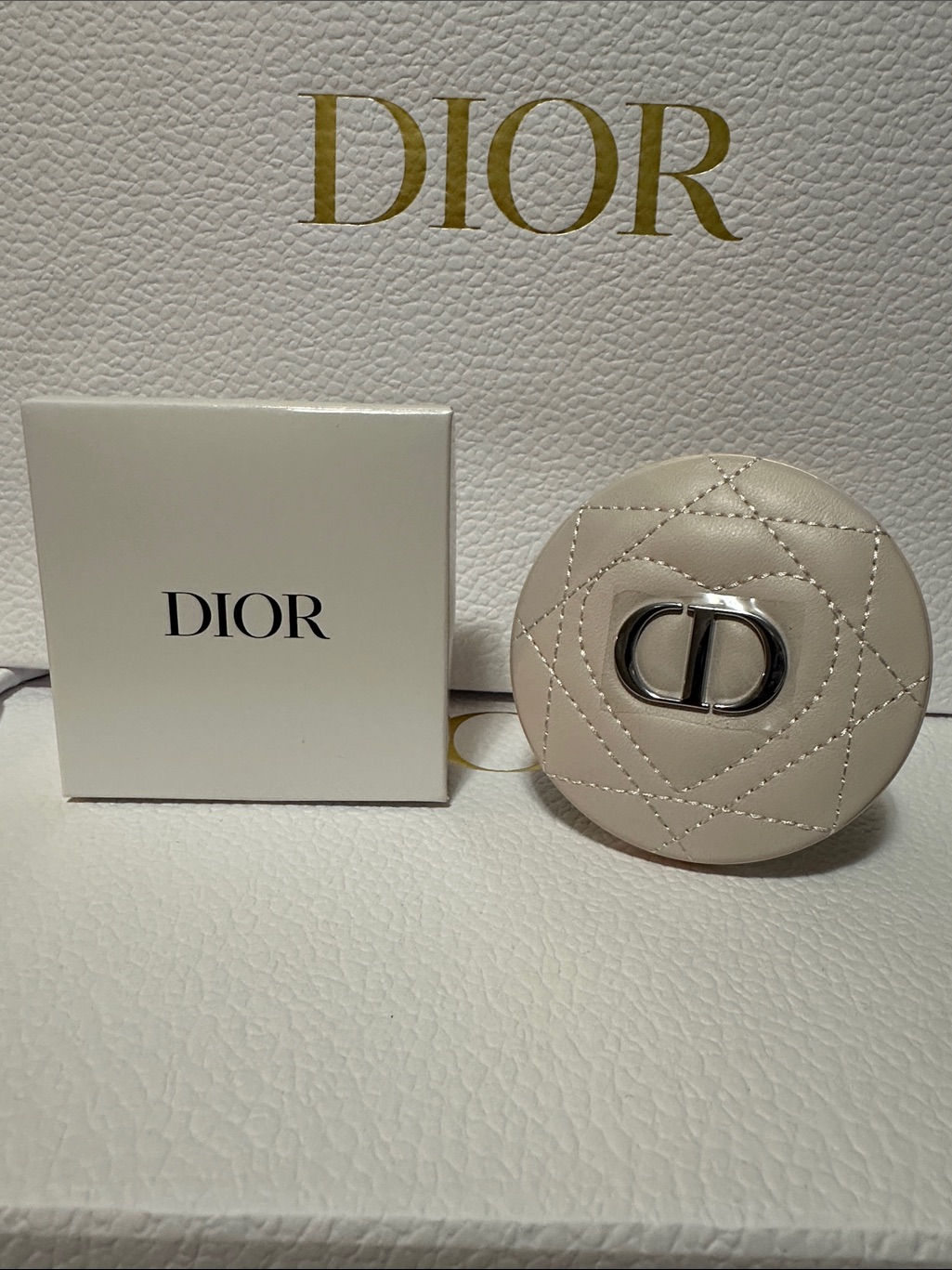 Dior Beauty Cream Quilted Heart Double Face Compact Mirror -New